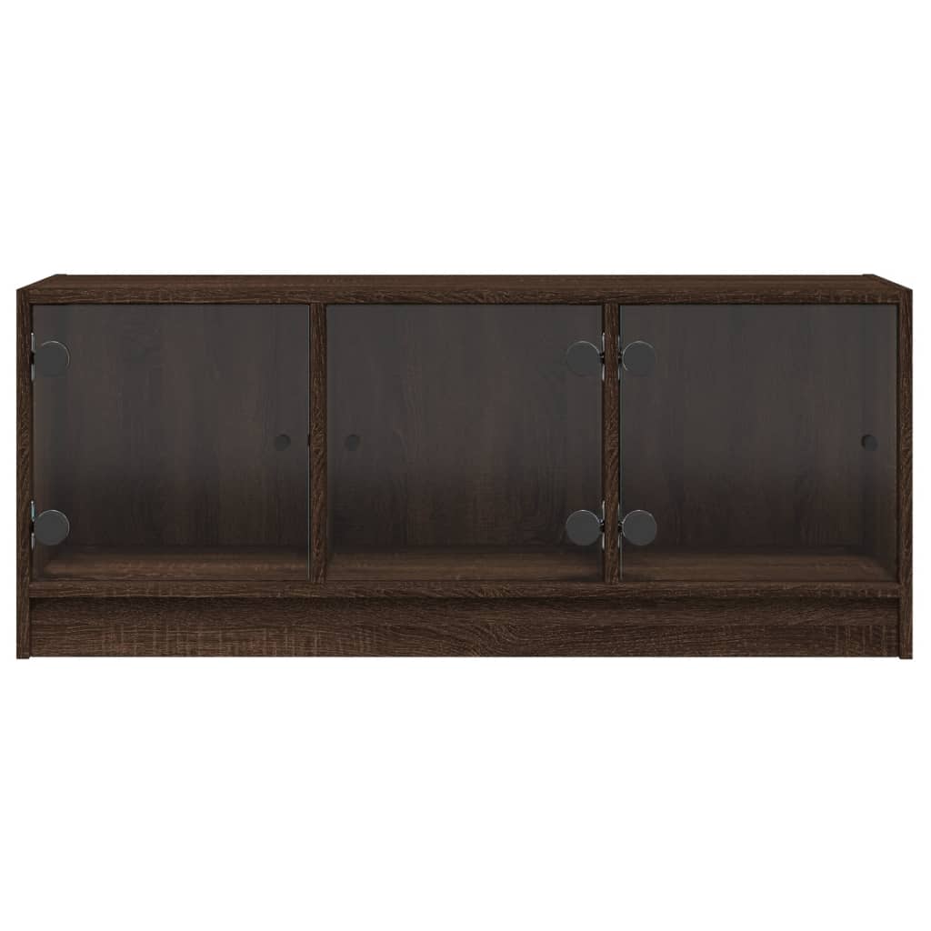 Tv-Meubel Met Glazen Deuren 102X37X42 Cm Bruineikenkleurig