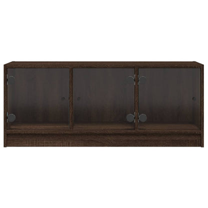 Tv-Meubel Met Glazen Deuren 102X37X42 Cm Bruineikenkleurig