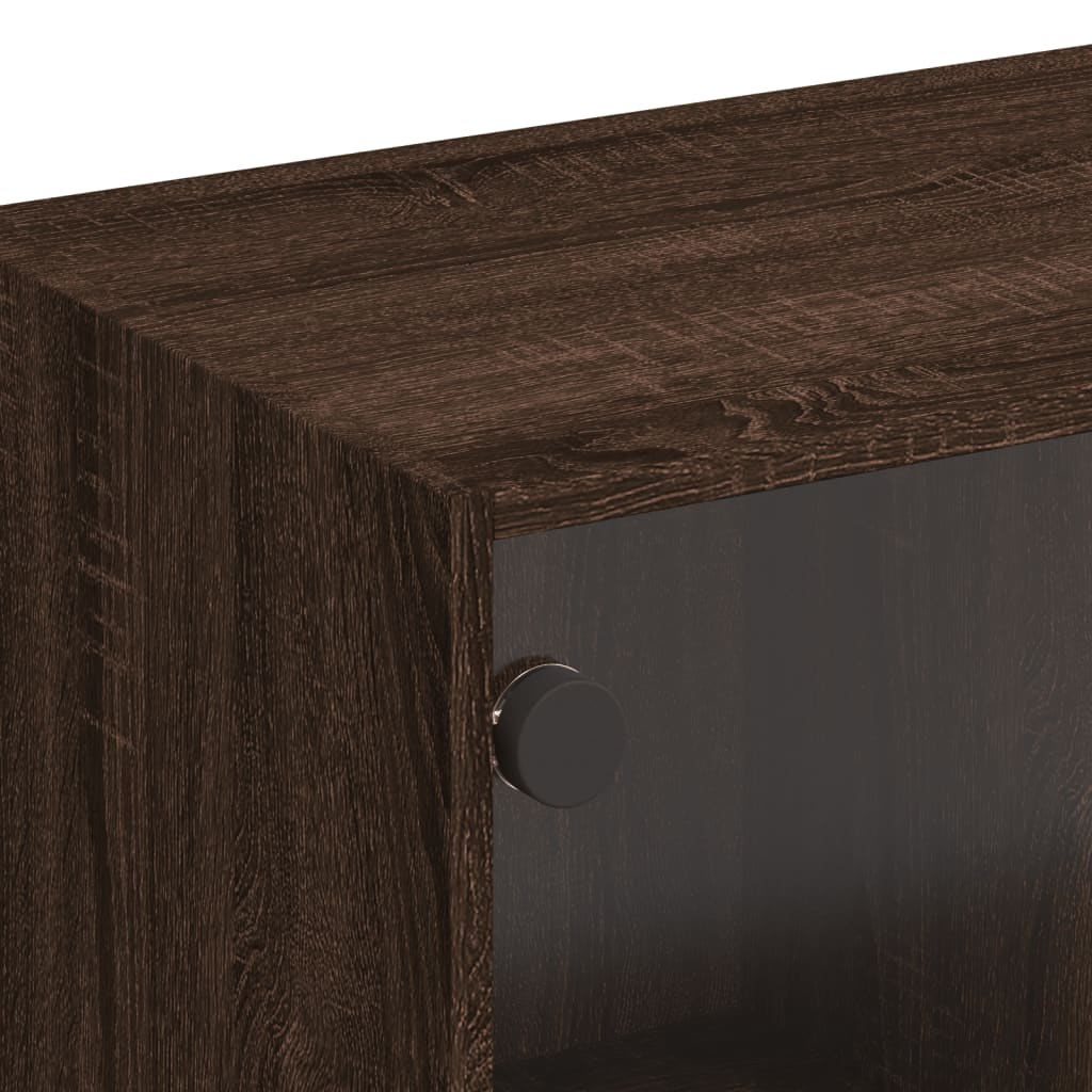 Tv-Meubel Met Glazen Deuren 102X37X42 Cm Bruineikenkleurig
