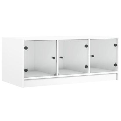 Salontafel Met Glazen Deuren 02X50X42 Cm Wit