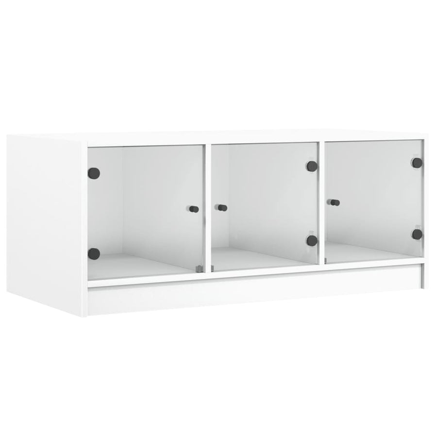 Salontafel Met Glazen Deuren 02X50X42 Cm Wit