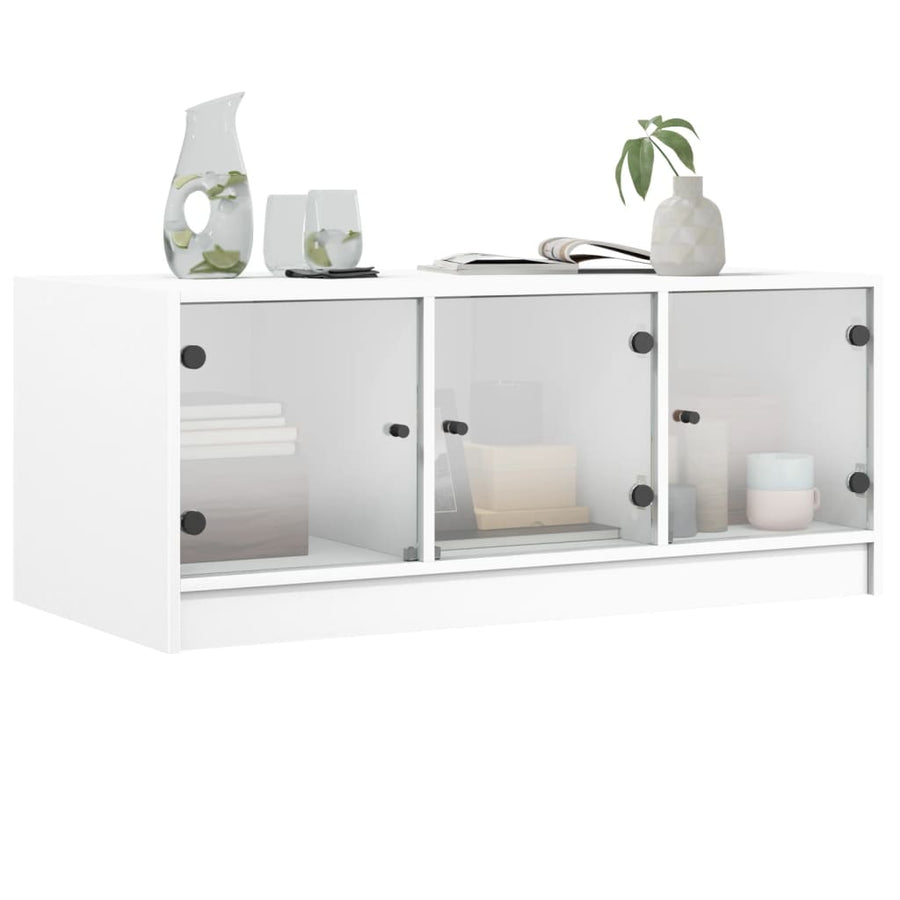 Salontafel Met Glazen Deuren 02X50X42 Cm Wit