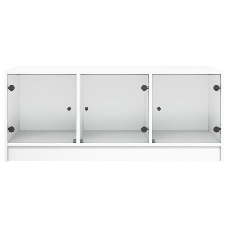 Salontafel Met Glazen Deuren 02X50X42 Cm Wit