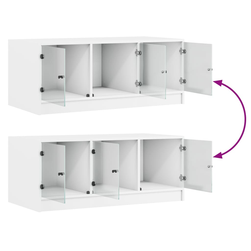 Salontafel Met Glazen Deuren 02X50X42 Cm Wit