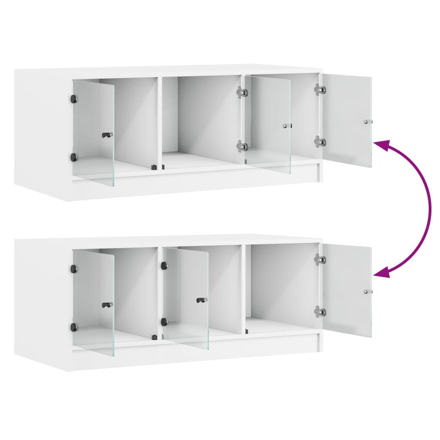 Salontafel Met Glazen Deuren 02X50X42 Cm Wit