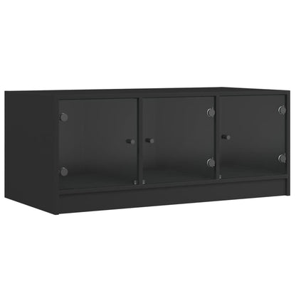 Salontafel Met Glazen Deuren 02X50X42 Cm Zwart