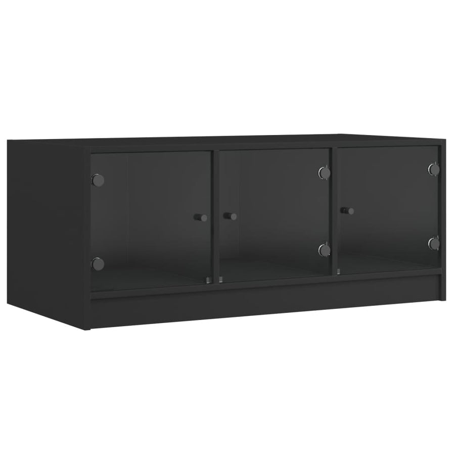 Salontafel Met Glazen Deuren 02X50X42 Cm Zwart