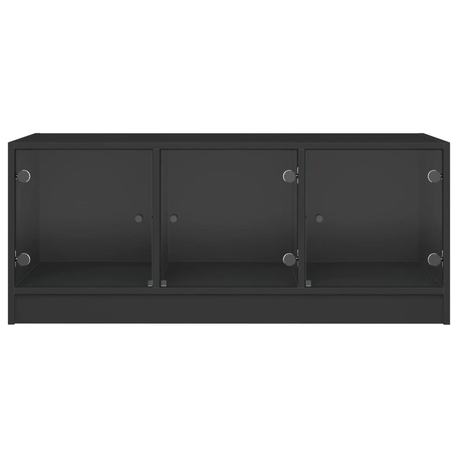 Salontafel Met Glazen Deuren 02X50X42 Cm Zwart