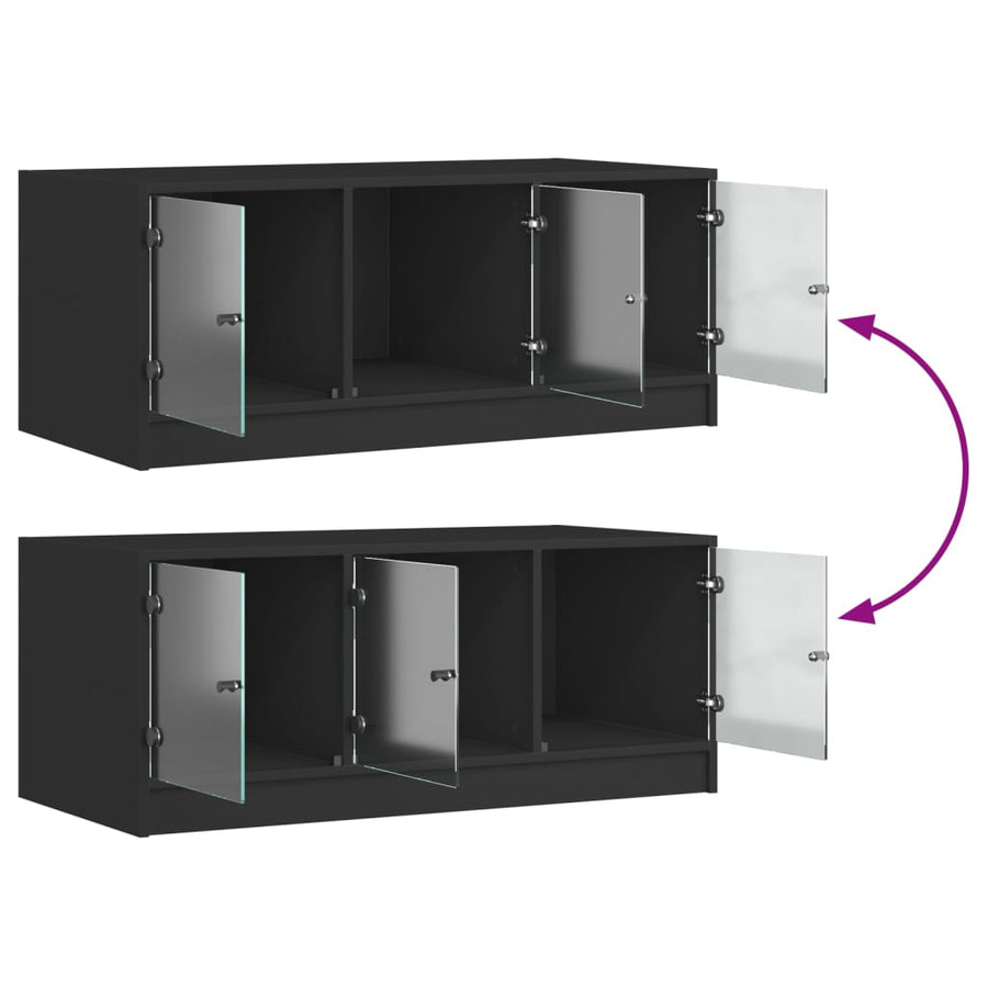 Salontafel Met Glazen Deuren 02X50X42 Cm Zwart