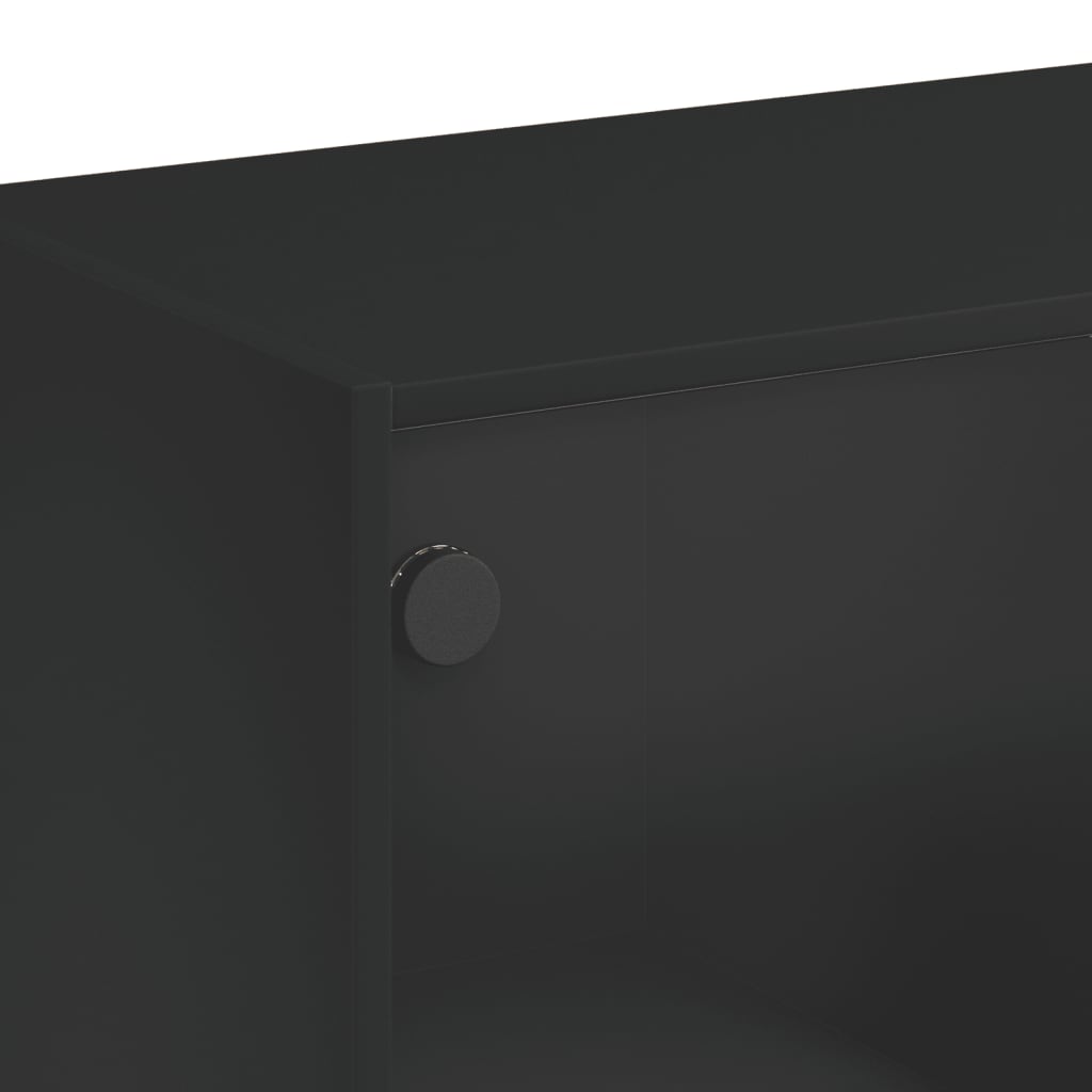 Salontafel Met Glazen Deuren 02X50X42 Cm Zwart