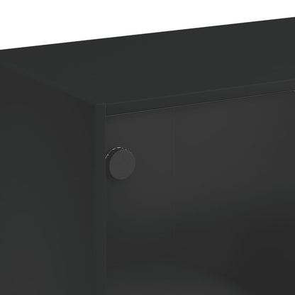 Salontafel Met Glazen Deuren 02X50X42 Cm Zwart