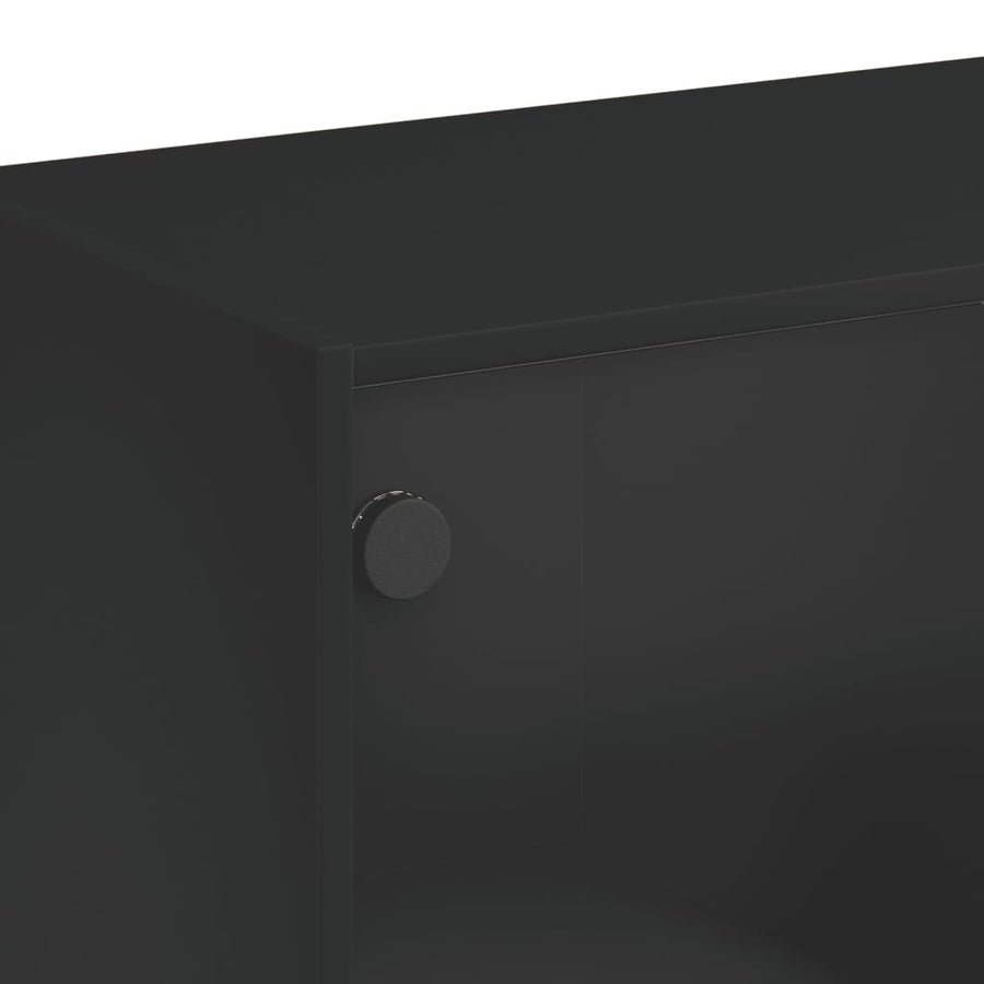 Salontafel Met Glazen Deuren 02X50X42 Cm Zwart