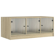 Salontafel Met Glazen Deuren 02X50X42 Cm Kleurig Sonoma eiken
