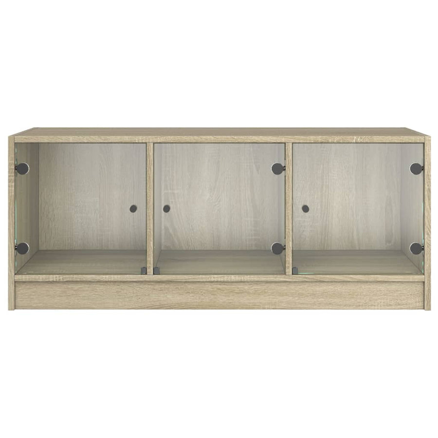 Salontafel Met Glazen Deuren 02X50X42 Cm Kleurig Sonoma eiken