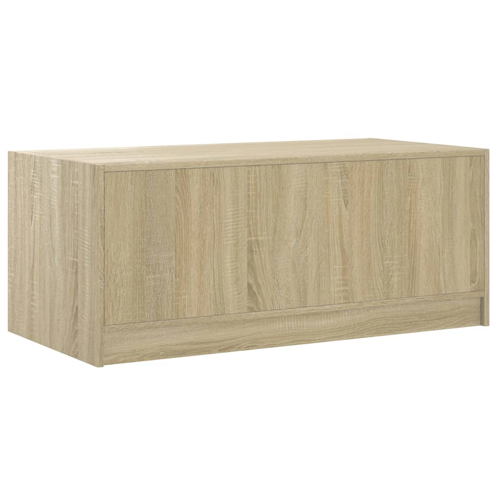 Salontafel Met Glazen Deuren 02X50X42 Cm Kleurig Sonoma eiken