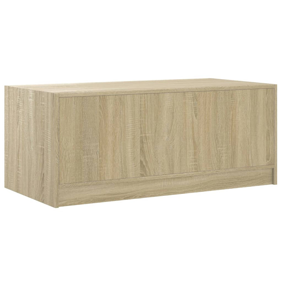 Salontafel Met Glazen Deuren 02X50X42 Cm Kleurig Sonoma eiken