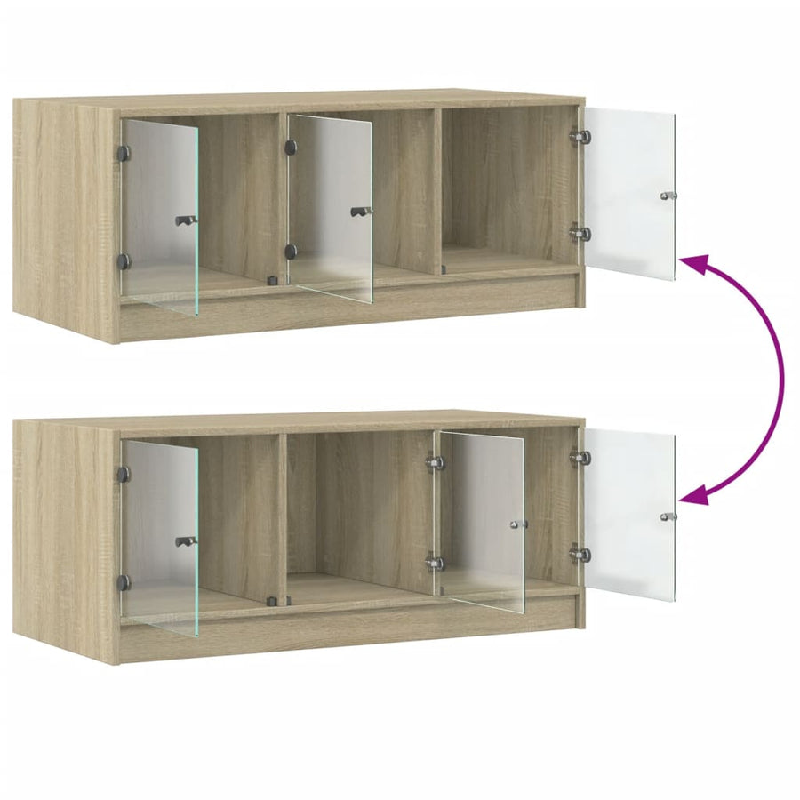 Salontafel Met Glazen Deuren 02X50X42 Cm Kleurig Sonoma eiken