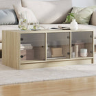 Coffee table with glass doors 102x50x42 cm Sonoma oak
