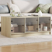 Salontafel 102x50x42 cm sonoma eikenkleurig met glazen deuren
