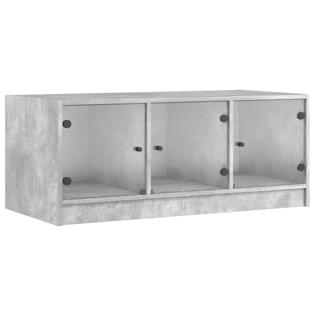 Salontafel Met Glazen Deuren 02X50X42 Cm Betongrijs