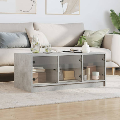 Salontafel Met Glazen Deuren 02X50X42 Cm Betongrijs