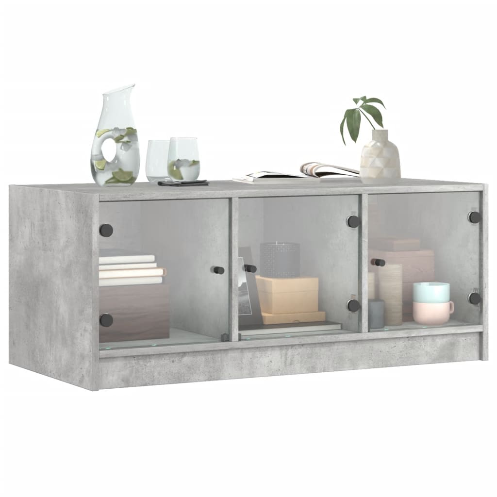 Salontafel Met Glazen Deuren 02X50X42 Cm Betongrijs