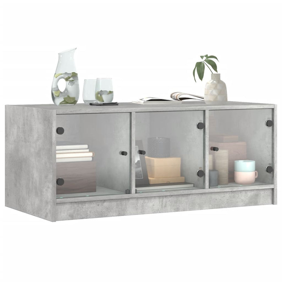 Salontafel Met Glazen Deuren 02X50X42 Cm Betongrijs