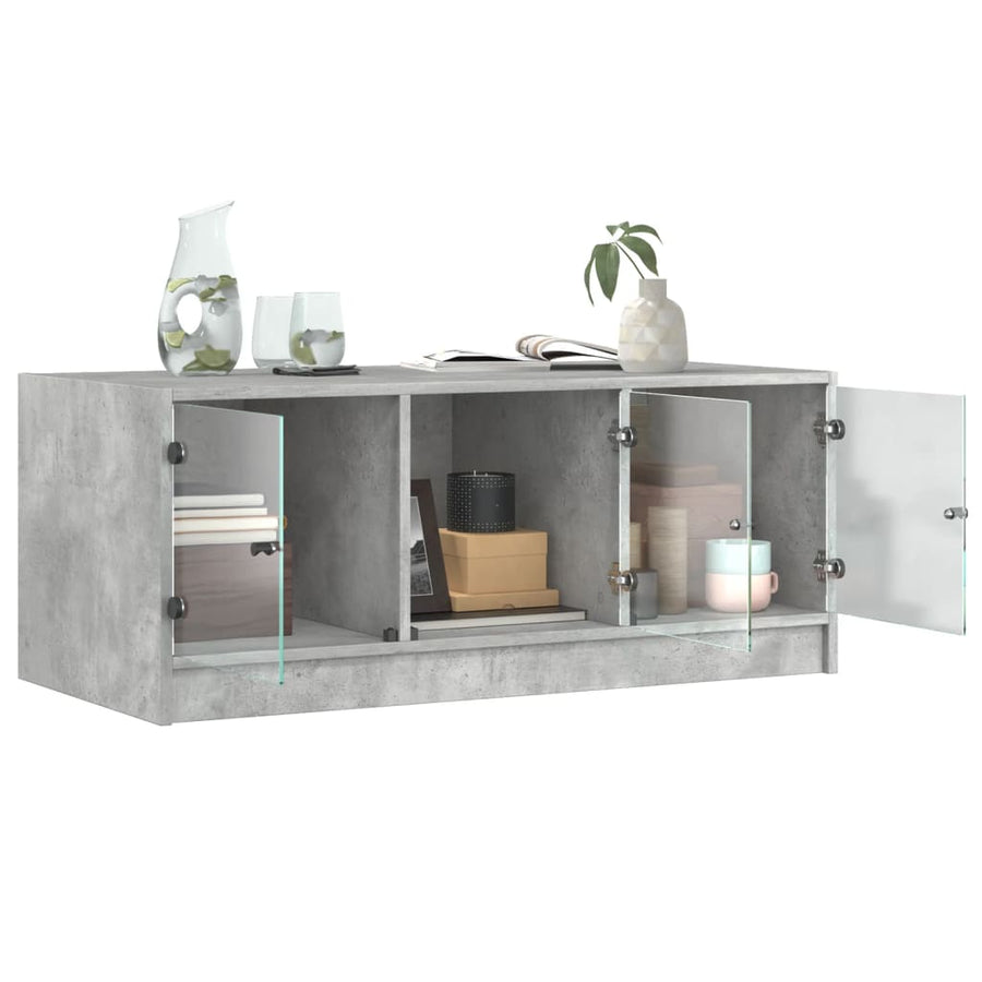 Salontafel Met Glazen Deuren 02X50X42 Cm Betongrijs
