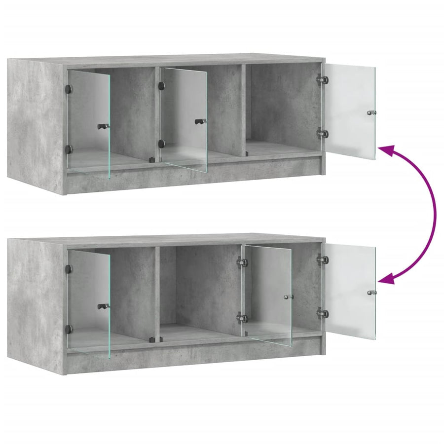 Salontafel Met Glazen Deuren 02X50X42 Cm Betongrijs