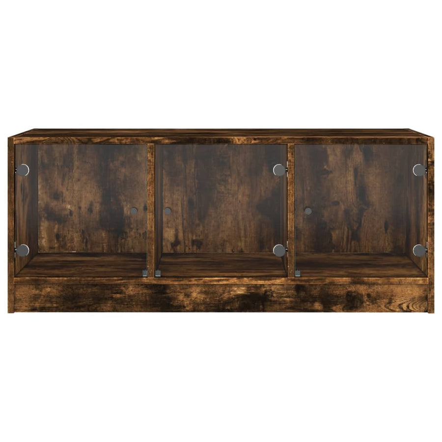 Salontafel Met Glazen Deuren 02X50X42 Cm Kleurig Gerookt eiken