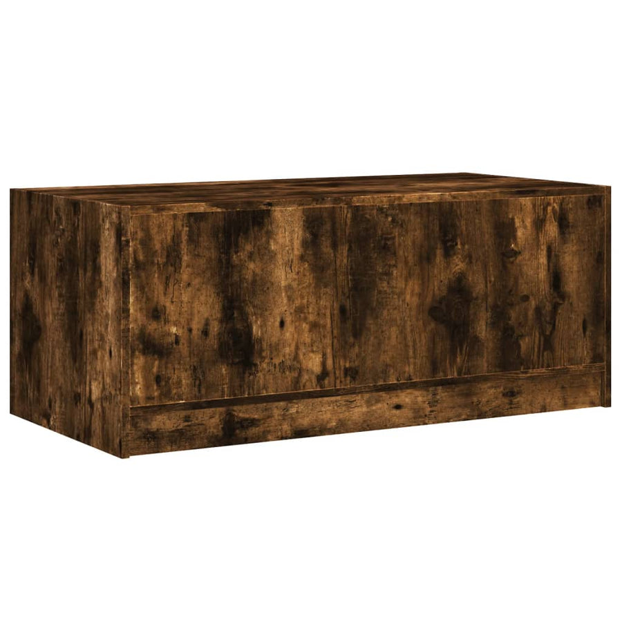 Salontafel Met Glazen Deuren 02X50X42 Cm Kleurig Gerookt eiken