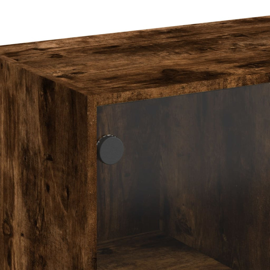 Salontafel Met Glazen Deuren 02X50X42 Cm Kleurig Gerookt eiken