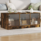 Coffee table with glass doors 102x50x42 cm smoked oak finish