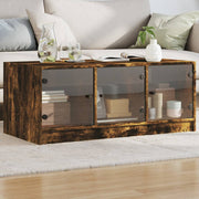 Salontafel 102x50x42 cm gerookt eiken glazen deuren