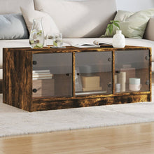 Salontafel Met Glazen Deuren 02X50X42 Cm Kleurig Gerookt eiken