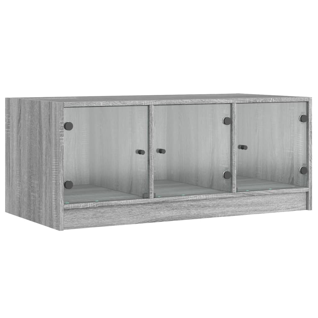 Salontafel Met Glazen Deuren 02X50X42 Cm Eiken Grijs sonoma