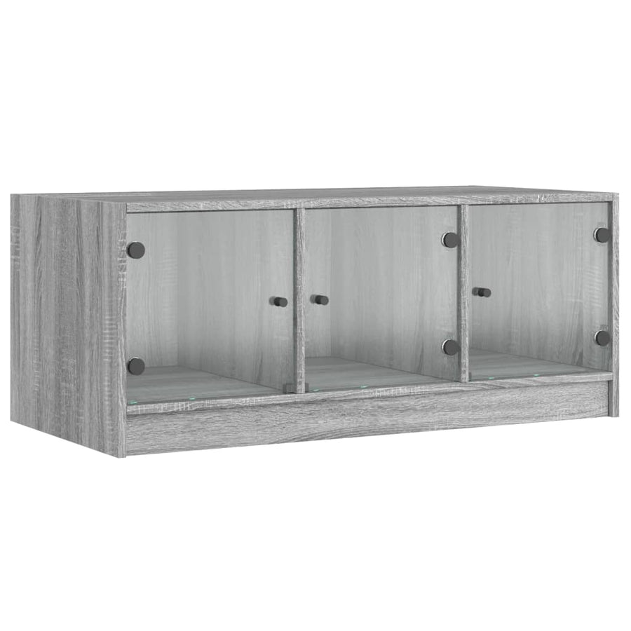 Salontafel Met Glazen Deuren 02X50X42 Cm Eiken Grijs sonoma