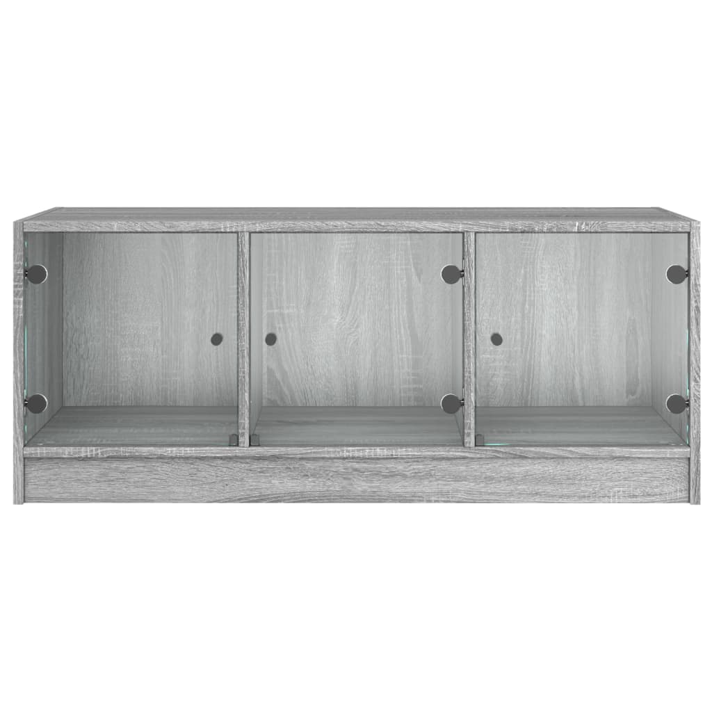 Salontafel Met Glazen Deuren 02X50X42 Cm Eiken Grijs sonoma