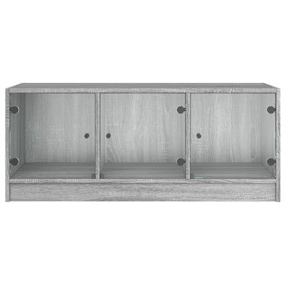 Salontafel Met Glazen Deuren 02X50X42 Cm Eiken Grijs sonoma