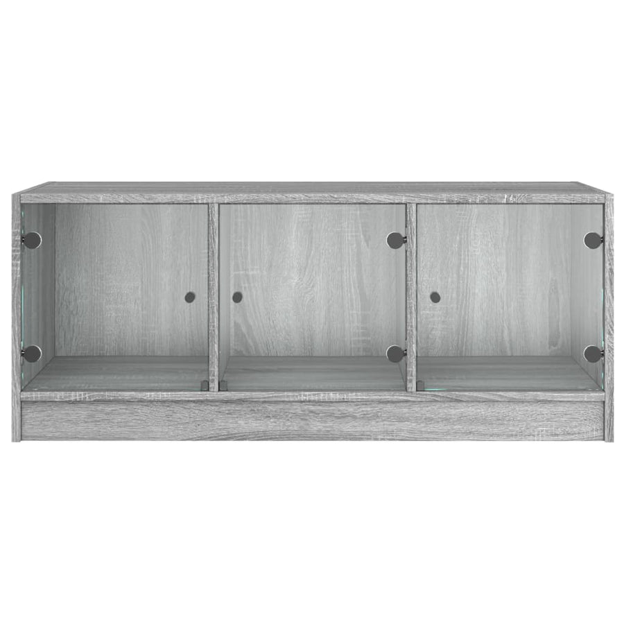 Salontafel Met Glazen Deuren 02X50X42 Cm Eiken Grijs sonoma