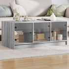 Coffee table with glass doors 102x50x42 cm grey Sonoma oak
