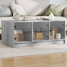Salontafel Met Glazen Deuren 02X50X42 Cm Eiken Grijs sonoma