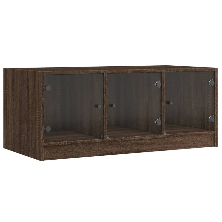 Salontafel Met Glazen Deuren 02X50X42 Cm Bruineikenkleurig bruin eikenkleur