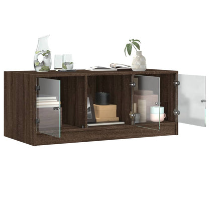 Salontafel Met Glazen Deuren 02X50X42 Cm Bruineikenkleurig bruin eikenkleur
