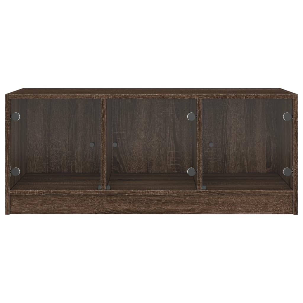 Salontafel Met Glazen Deuren 02X50X42 Cm Bruineikenkleurig bruin eikenkleur