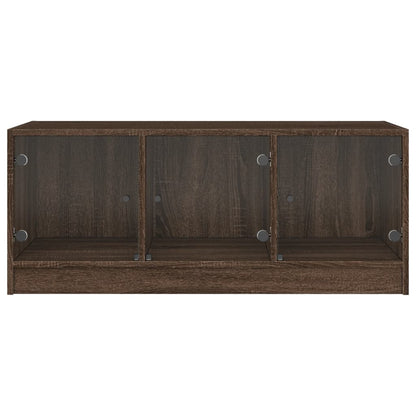 Salontafel Met Glazen Deuren 02X50X42 Cm Bruineikenkleurig bruin eikenkleur