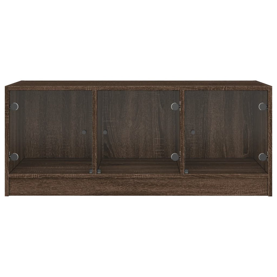 Salontafel Met Glazen Deuren 02X50X42 Cm Bruineikenkleurig bruin eikenkleur