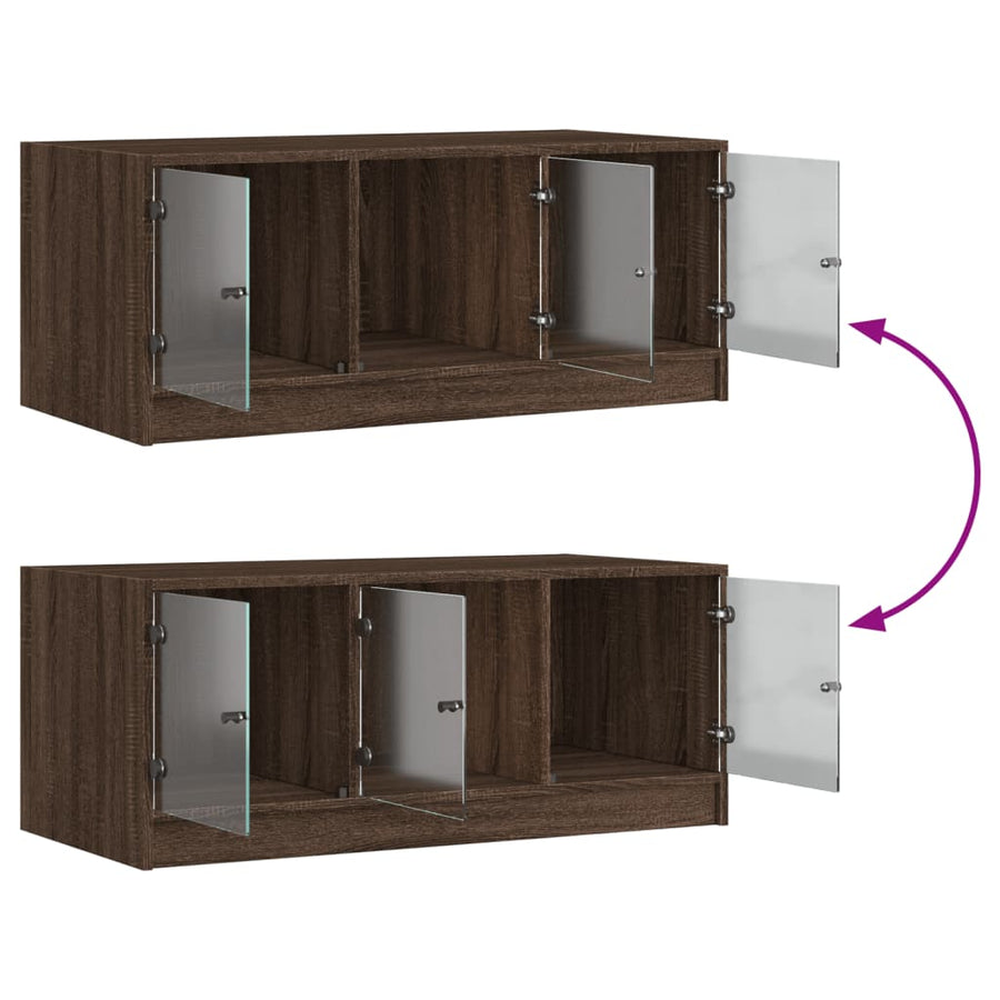 Salontafel Met Glazen Deuren 02X50X42 Cm Bruineikenkleurig bruin eikenkleur