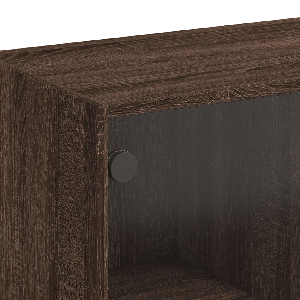 Salontafel Met Glazen Deuren 02X50X42 Cm Bruineikenkleurig bruin eikenkleur