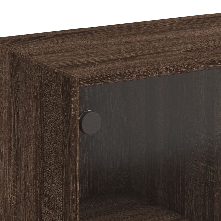 Salontafel Met Glazen Deuren 02X50X42 Cm Bruineikenkleurig bruin eikenkleur